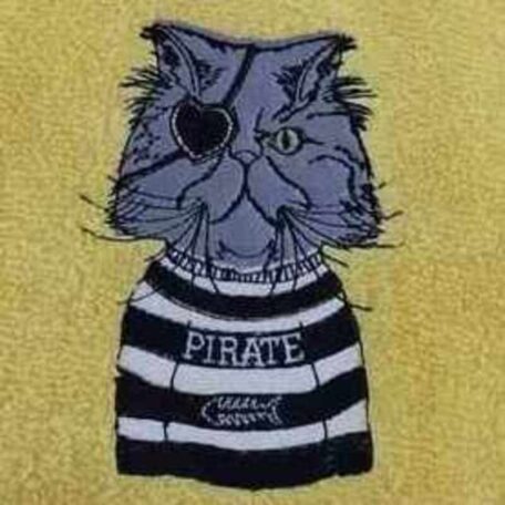 broderie essuie main chat pirate